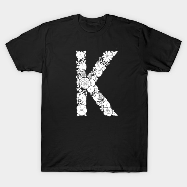 Floral Letter K T-Shirt by Litedawn